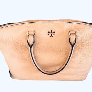 Tory Burch Frida Leather Satchel in Light Oak